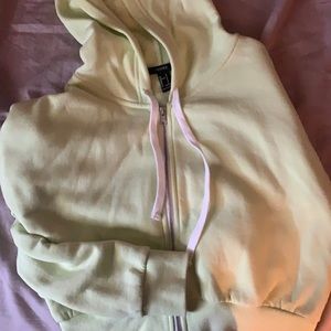 lime green crop zip up hoodie